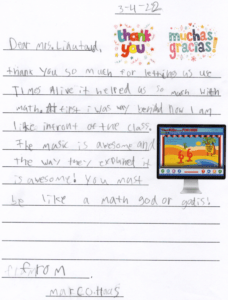 letter1 from Student online Times Alive